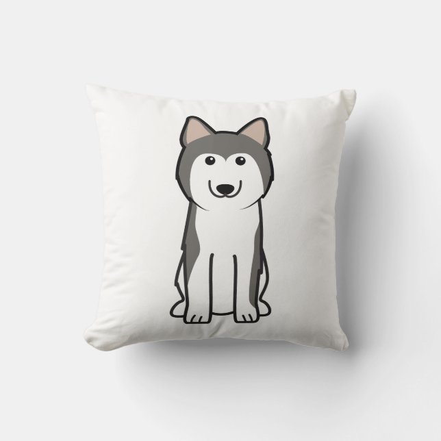 Siberian huskyhundtecknad kudde (Framsida)