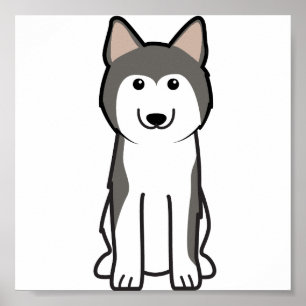 Siberian huskyhundtecknad poster
