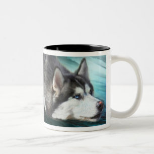 Siberian huskykonstmugg Två-Tonad mugg