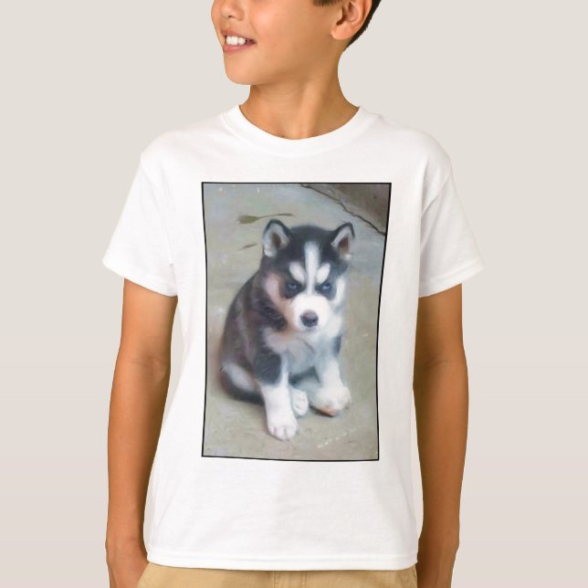 Siberian huskyvalpkonst tee shirt (Framsida)