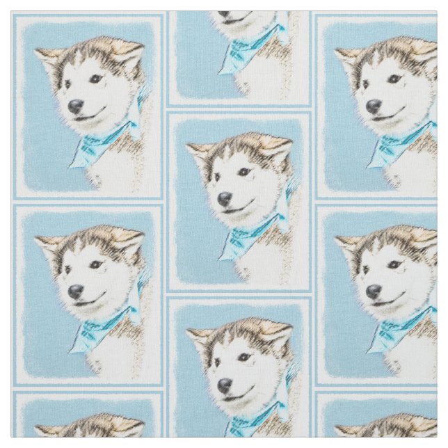 Siberian huskyvalpmålning - original- hundkonst tyg (Provkarta)
