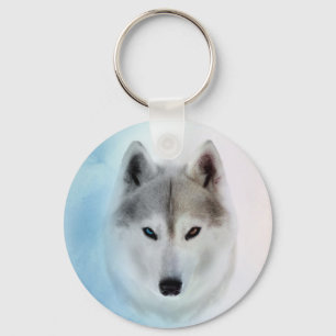 Siberian huskyvattenfärgstil nyckelring