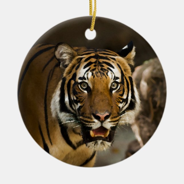 Siberian Tiger Julgransprydnad Keramik (Framsidan)