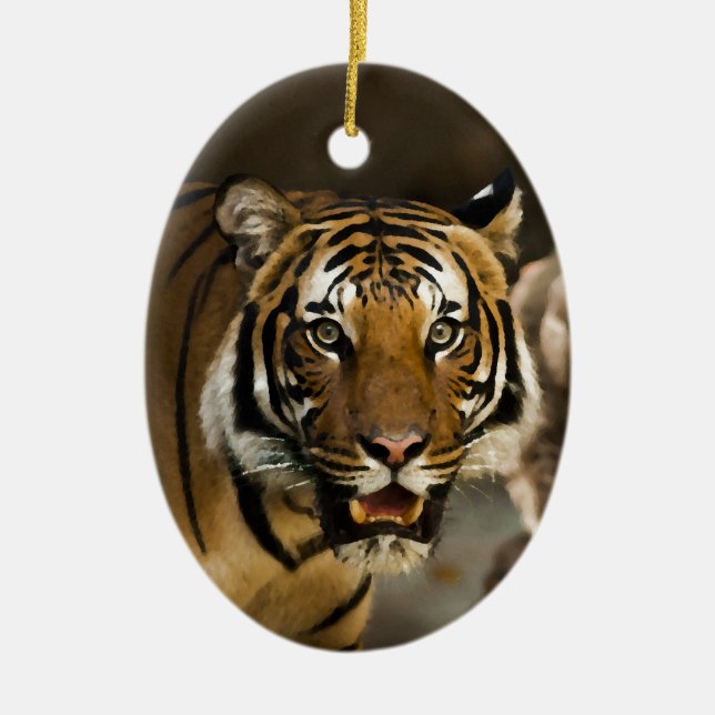 Siberian Tiger Julgransprydnad Keramik (Framsidan)