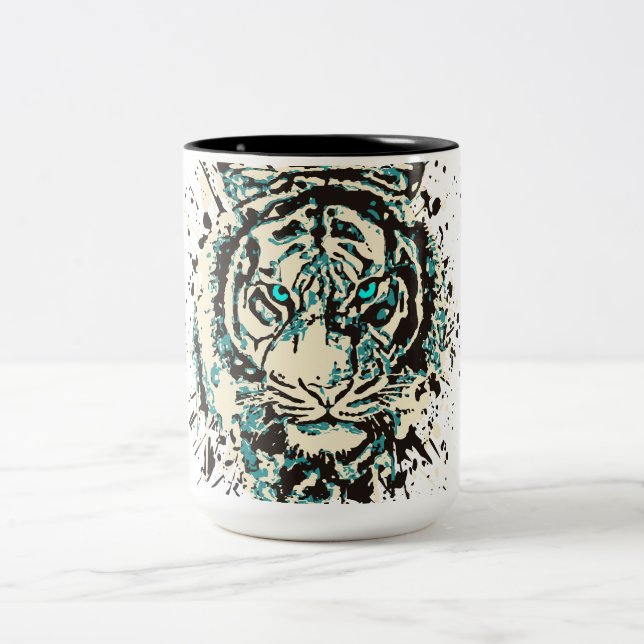 Siberian Tiger Kopp | Färgfull tigerkaffe Mugg (Center)