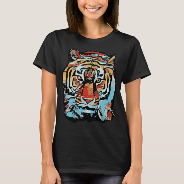 Siberian tiger pop art style of the chinese zodiac t shirt (Framsida)