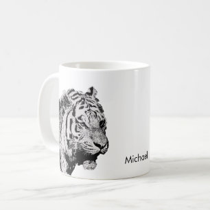 Siberian tigersvartvit skissar personligt namn kaffemugg