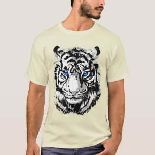 Siberian White Tiger Head - Tiger Blue Öga T-Shir T Shirt