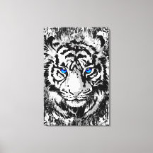 Siberian White Tiger Head - Tiger Blue Ögon Canvas