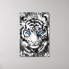 Siberian White Tiger Head - Tiger Blue Ögon Canvas