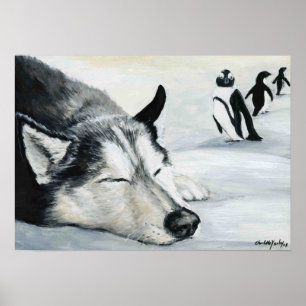 "SiberianHuskeys affisch för konst för hund för