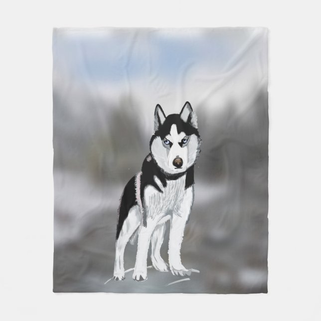 Siberisk Husky Fleecefilt (Framsidan)