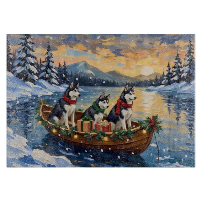 Siberisk Husky Jul Båt Semester (Framsidan)