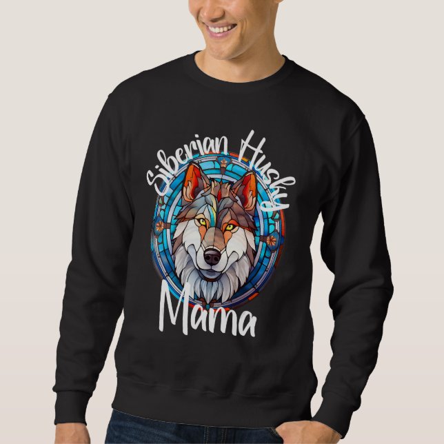 Siberisk Husky Mamma Hund Mor Valp Färgglada Husdj Lång Ärmad Tröja (Framsida)