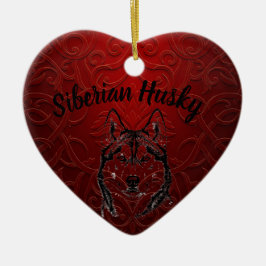 Siberisk Husky Personlig Hjärtprydnad - husdjur Julgransprydnad Keramik
