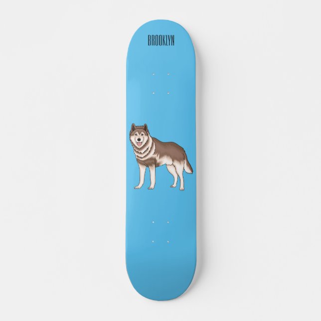 Siberisk husky serieillustration mini skateboard bräda 18,5 cm (Framsida)