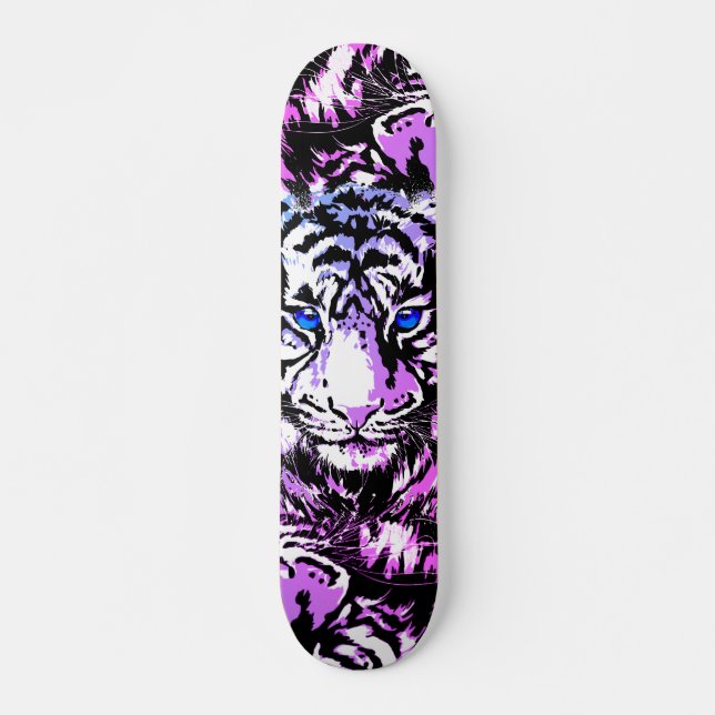 Sibiriens vita tigerhuvud - Tiger Skateboard Blue (Framsida)