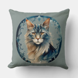 Sibirische Katze - Runde Farbillustration Kudde