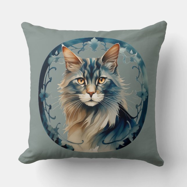 Sibirische Katze - Runde Farbillustration Kudde (Framsida)