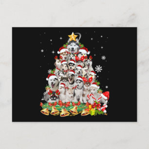 Sibirisk husky julgran sladdar hund xmas inbjudan vykort