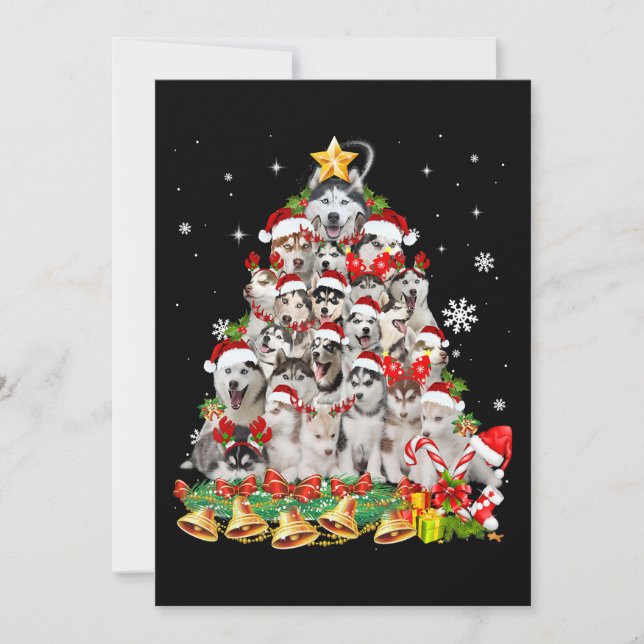 Sibirisk husky julgran sladdar | hund xmas inbjudningar (Framsida)