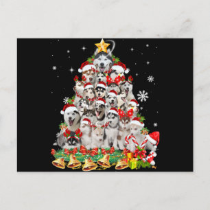 Sibirisk husky julgransljus hund xmas helg vykort