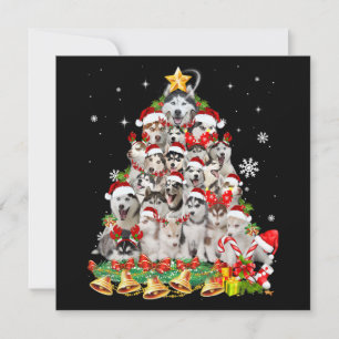Sibirisk husky julgransljus hund xmas inbjudningar