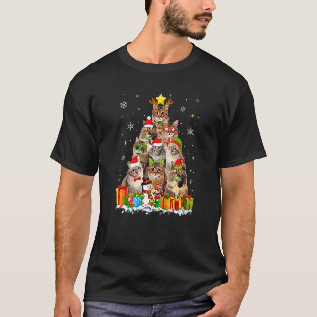 Sibirisk julgran Ren Katt Dekorationer T Shirt (Framsida)