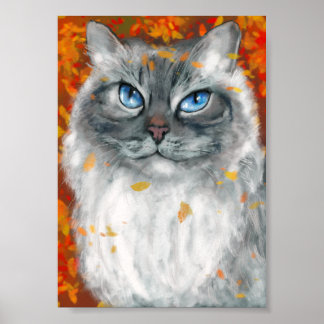 Sibirisk katt i höstfärger poster
