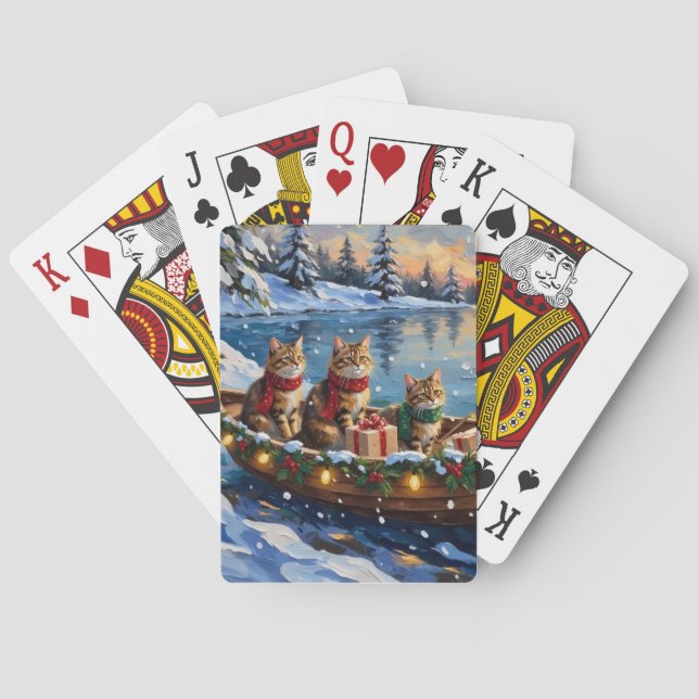 Sibirisk katt jul båt högtid casinokort (Baksidan)