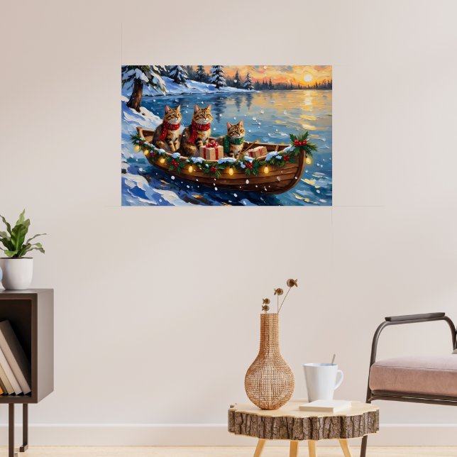 Sibirisk katt jul båt högtid poster (Vardagsrum 3)
