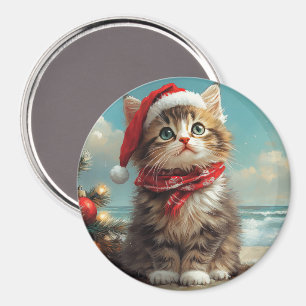 Sibirisk Katt Jul Vintage Strand Magnet
