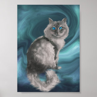 Sibirisk katt tryck