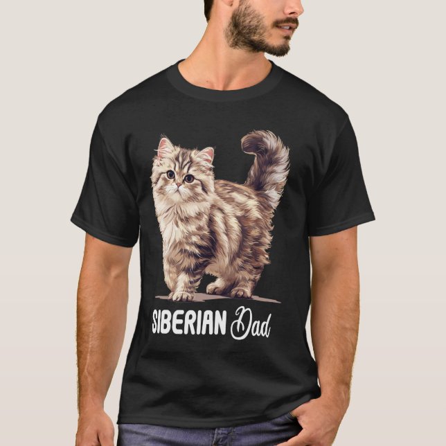 Sibirisk Katter Sibirisk Katt Pappa T Shirt (Framsida)