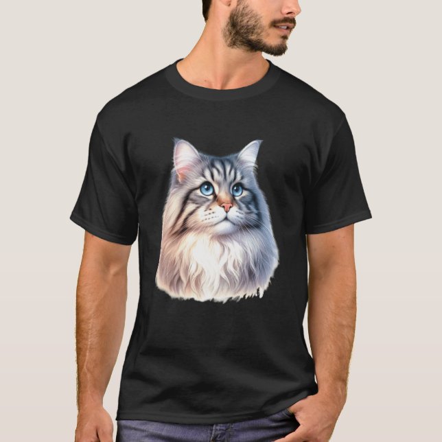 Sibirisk kattporträtt t shirt (Framsida)