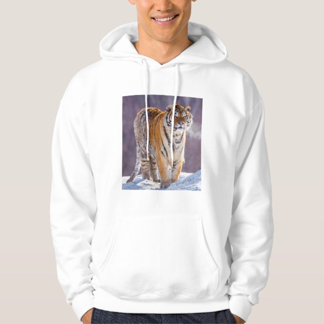 Sibirisk tiger i snö, Kina Sweatshirt Med Luva (Framsida)