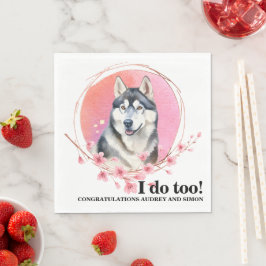 Sibiriska bröllopsservetter med hund foto pappersservett
