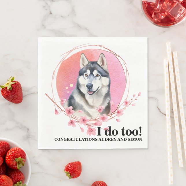 Sibiriska bröllopsservetter med hund foto pappersservett (Insitu)