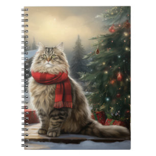 Sibiriska Kat vid jul i Snö Anteckningsbok