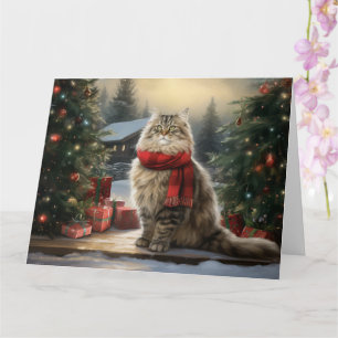 Sibiriska Kat vid jul i Snö Kort