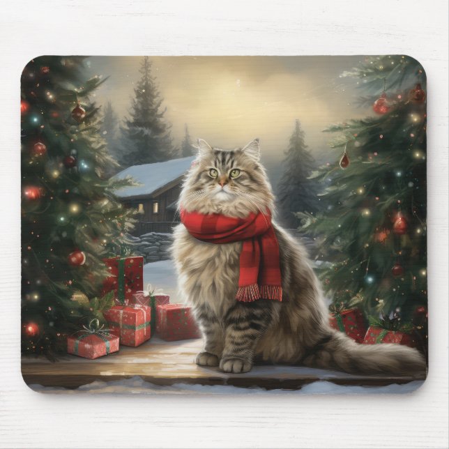 Sibiriska Kat vid jul i Snö Musmatta (Framsidan)