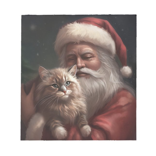 Sibiriska katt med Jultomten jultomte Anteckningsblock (Framsida)
