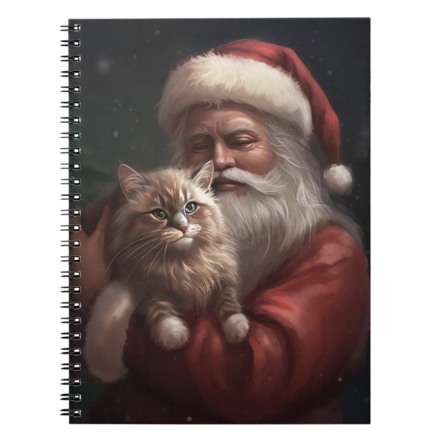Sibiriska katt med Jultomten jultomte Anteckningsbok (Framsidan)