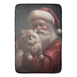 Sibiriska katt med Jultomten jultomte Badrumsmatta