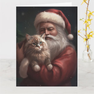 Sibiriska katt med Jultomten jultomte Kort