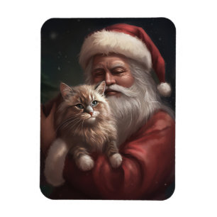 Sibiriska katt med Jultomten jultomte Magnet