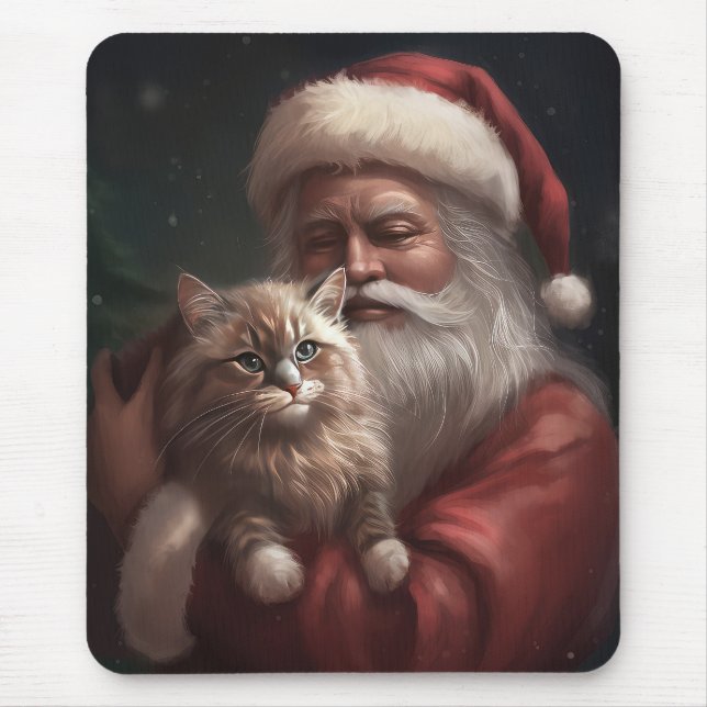 Sibiriska katt med Jultomten jultomte Musmatta (Framsidan)