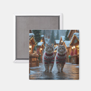 Sibiriska katter jul snö högtid magnet