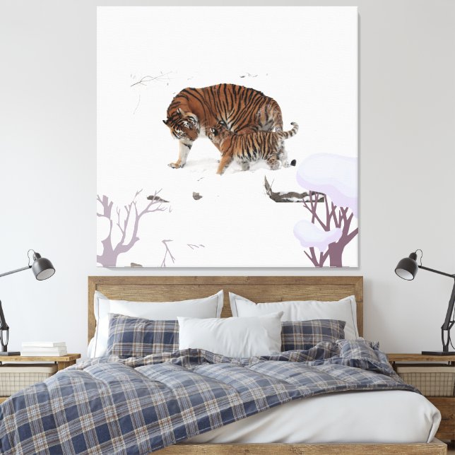Sibiriska tiger i snö canvastryck (Insitu (sovrum))