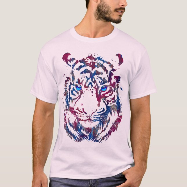 Sibiriska tigerhuvud - Tiger Blue Öga T-Shirt (Framsida)